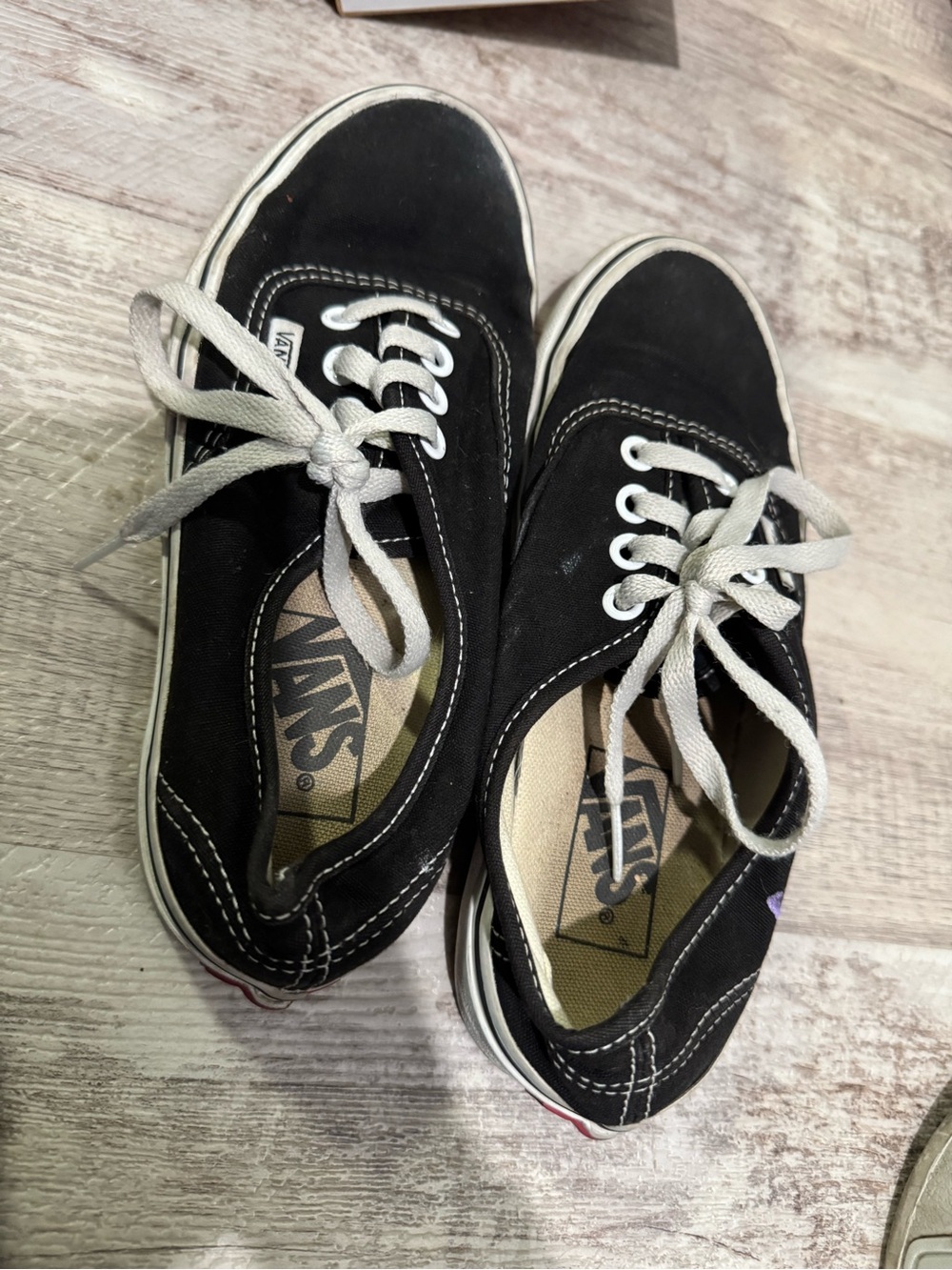 Vans Black Canvas Lace-Up Sneakers with White Laces